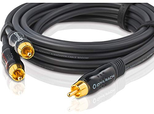 Oehlbach BOOOM 800 - Subwoofer Y-Cinch-Kabel (2 x Cinch auf 1 x Cinch) - Druckvolle Basswiedergabe & effektive Schirmung - 8 m - anthrazit