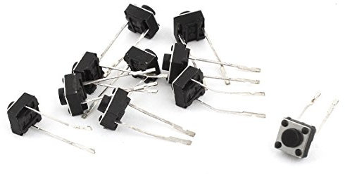 sourcing map 10 x Negro Momentánea Táctil Pulsador Conmutador 6x6x5mm