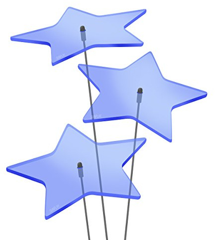 SUNPLAY Sonnenfänger Sterne Stella in BLAU, 3 Stück je 10 cm Durchmesser im Set + 35 cm Schwingstäbe