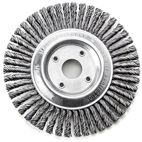 Zopf-Rundbürste zur professionellen Bearbeitung von U- und V- Schweißnähten | Bürste mit 22,2 mm Bohrung und 125 x 6 mm Durchmesser | Borsten aus Stahldraht STH, glatt, 0,50 mm