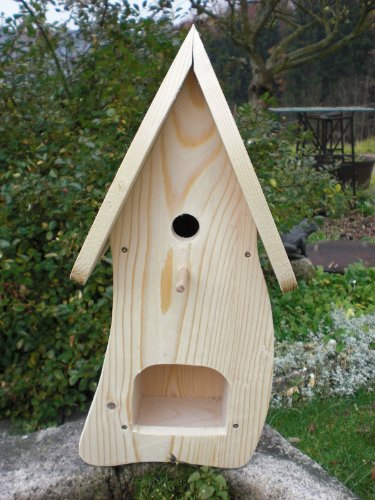 Dekorativer Nistkasten(NB1)-mit Vogelfutterhaus zum selbst bauen-Bausatz-Vogelhaus-Vogelhäuschen-Vogelhaus Garten Deko, Holzfarbe