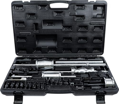 BGS Diy 8676 | Injektor-Auszieherwerkzeug | für Diesel-Injektoren | 3 Gleithämmer 1,6 kg, 2,7 kg, 5,1 kg | Ausziehklauen | Sechskant Steckschlüssel-Einsätze | Adapter M25 x 1,0 und M27 x 1,0