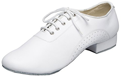 MINITOO Latin Salsa Uomo Classic 1 inch Standard Tacco Bianco Pelle Sala Tango Scarpe da Ballo EU 44