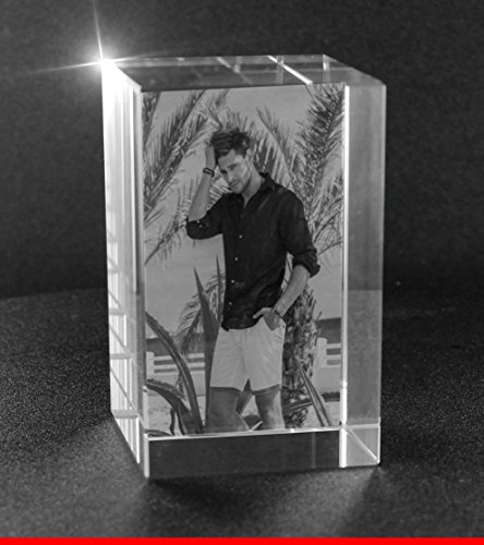 VIP-LASER 2D Gravur Glas Kristall Quader im Hochformat L mit Deinem Urlaubsfoto. Dein Wunschfoto für die Ewigkeit Mitten in Glas! Groesse L = 60x40x40mm