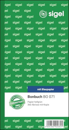 SIGEL BO071 Bonbuch Bonblock, 360 Abrisse,grün, 10,5 x 20 cm, 2x60 Blatt