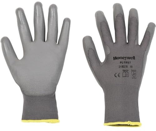 Honeywell PU First Grey Gants de Manutention Légère et Moyenne Pour Usage Général, Tricoté en Polyamide Gris, Calibre 13, Longueur 25 cm, Taille 07, 2100250-07 (Pack de 10 Paires)