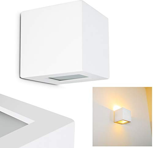 Wandlampe Noto aus Keramik in Weiß, Wandleuchte mit Up & Down-Effekt, 1 x E27-Fassung, Innenwandleuchte mit handelsüblichen Farben bemalbar, ohne Leuchtmittel