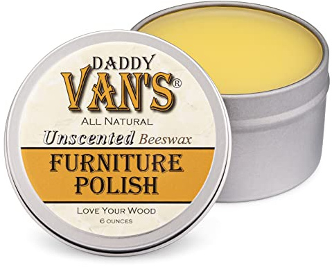 Daddy Van's All Natural Beeswax Furniture Polish – Unscented, Food-Safe Wood Wax for Furniture, Cabinets, Antiques & Butcher Blocks – Non-Toxic, Conditioning & Protective Finish for Wood Surfaces