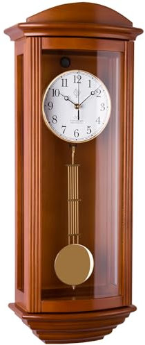 NR-2220-11 Orologio a pendolo in legno da parete con movimento al quarzo radiocontrollato suoneria wenstminster