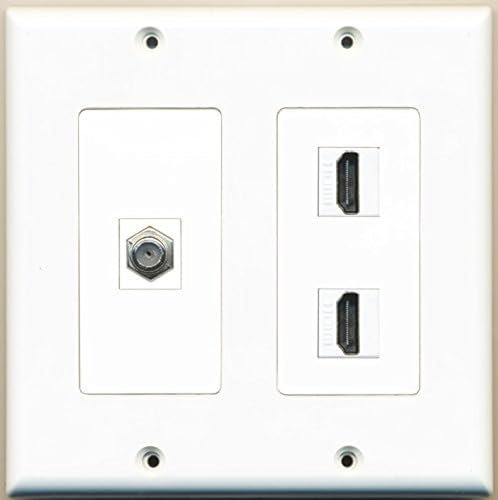 Riteav – 2 porte HDMI 1 porte cavo coassiale TV tipo F – 2 Gang parete piastra