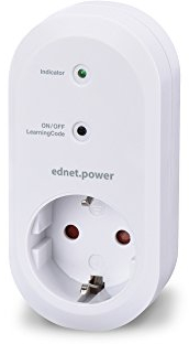 ednet Smart-Home - Funk-Steckdose - Innenbereich - Schaltleistung 3680 W (230 V / 16 A) - 433 MHz Technologie - Weiß