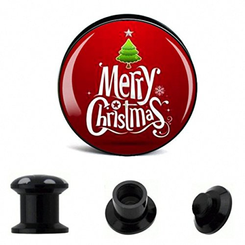 Piercingfaktor Ohr Plug Flesh Tunnel Piercing Ohrpiercing Picture Weihnachts Motiv Merry Christmas