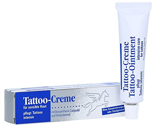 Pegasus Pro Tattoo-Creme für sensible Haut 25ml, Tägliche Pflege & Aftercare für Intensiven Tattooschutz, Feuchtigkeitsspendend mit Cajeputöl, Mit Weizenkeimöl und Dexpanthenol, Made in Germany