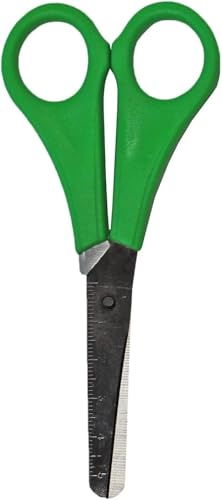 Kinderschere für Linkshänder - Schere Schule 1. Klasse - Bastelschere Kinder Kinderscheren - Scheren mit Stumpfer Spitze - Lernschere mit Skala - Linkshänderschere - abgerundete Spitzen (grün)