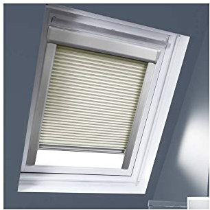 MADECO Tür Store Dachfenster Plissee kompatibel Velux, beige, S08 (largeur : 97cm - hauteur : 116cm)