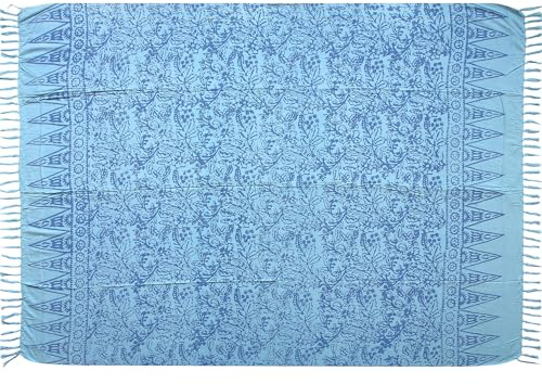 Wogeka Sarong – Blickdichtes luftiges Strandtuch in Blau Hellblau für Damen & Herren als Pareo Wickelrock Cover Up Strandkleid Wrap für den Strand 56