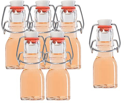 Vitrea 6er Set Bügelflaschen Bügelflasche Glasflaschen 50ml mit Bügelverschluss Bügelflasche Bügelflaschen zum Selbstbefüllen