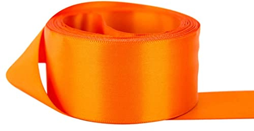 Orange Satinband Snöre – 50 mm/2 tum brett – 5 meter – för bröllop, presentförpackning, rosett tillverkning bröllop sömnad hantverk klänning dekor