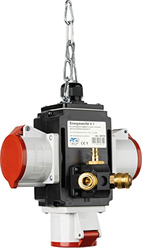 as - Schwabe MIXO Energy Cube V+ Hanging Splitter with 3 CEE Sockets 5-Pin 400 V 32 A - MIXO Splitter with Compressed Air Distributor NW7.2, IP44, Black I 60730