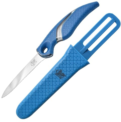 Cuda Netzmesser Couteau à Filet Mixte, Bleu/Argent, Taille Unique