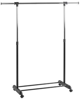 HAKU Rollgarderobe Chrom, schwarz, Kunststoff, Metall - Maße: B 95-145 cm x H 95-170 cm x T 44 cm, Style: Modern