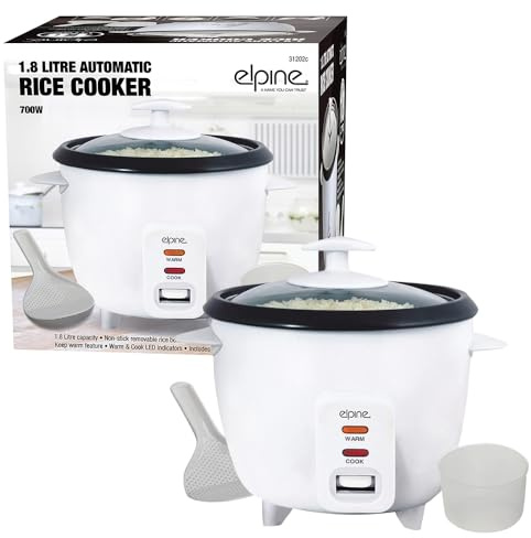 1.8 Litre Non Stick Automatic Electric Rice Cooker - Pot, Warmer, Warm, Cook, | Make Perfect Rice Every Time | Durable & Long Life Quality | Glass Lid, Handles