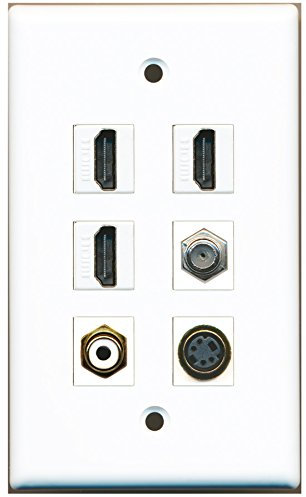 Riteav – 3 porta HDMI 1 RCA bianco 1 cavo coassiale tv- F-Type 1 porta S-Video Wall Plate