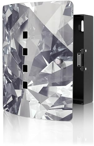 banjado Design Schlüsselkasten aus Edelstahl für 10 Schlüssel - Schlüsselschrank zur Schlüssel Aufbewahrung 24 x 21,5 x 7cm groß mit praktischem Magnetverschluss - Motiv Facetten Monochrome