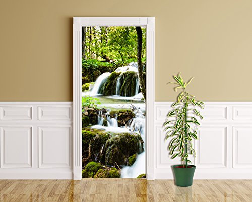 Bilderdepot24 Türtapete Wasserfall in Plitvice, Kroatien 90 x 200 cm - einteilig Türaufkleber Türfolie Türposter - See Natur Landschaft Wasser
