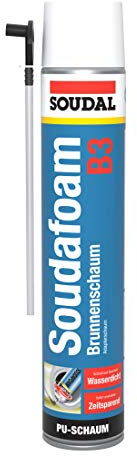 Soudal Soudafoam B3, 750ml einkomponentiger Polyurethanschaum, Brunnenschaum mit Adapter