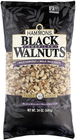 Hammons Fancy Large Black Walnuts -Wild Harvested - Non-GMO - Gluten-Free - High Protein - Keto Snack - Nuts for Cooking and Baking - 24oz