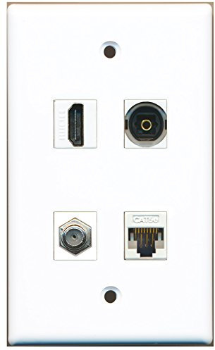 Riteav – 1 porte HDMI 1 porte cavo coassiale TV tipo F 1 porte Toslink 1 porte CAT5e Ethernet piastra da muro Infradito colorati estivi, con finte perline