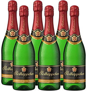 Rotkäppchen Sekt Flaschengärung Chardonnay Extra trocken 6 x 0,75l - Premiumsekt aus edlen Weinen – zum Anstoßen/ für besondere Anlässe /Geburtstag / als Geschenk