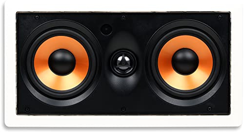 Micca M-CS Dual 5.25 Inch 2-Way in-Wall Center Channel Speaker for Home Theater, Whole House Audio, MTM LCR Design, 5.25 Poly Woofers, 1 Pivoting Silk Tweeter, White, Paintable, Each
