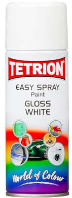 Tetrion High Visibility Gloss White Spray Paint 400ml for Wood, Metal, Ceramic, Plastic - Quick-Drying with Durable Finish