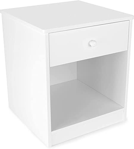 Leomark Nachttisch aus Holz - White Classic - Nachtschränkchen mit Schublade, Nachtschrank für Kinder, Weiß Nachtkonsole, Höhe: 40 cm