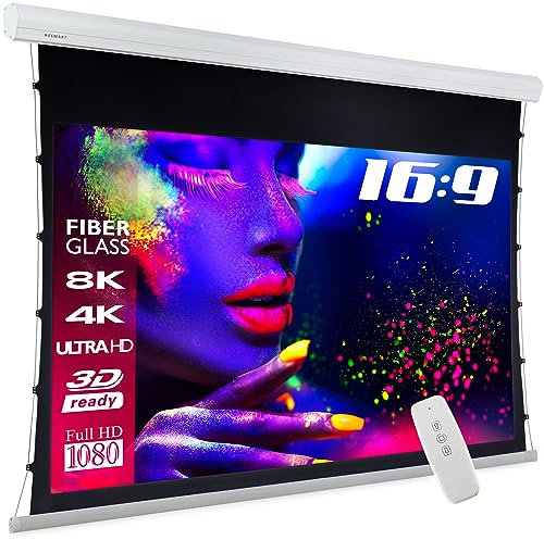 ESMART Expert XTR Tension-Leinwand 280 cm Bild 244 x 137 cm (110) 16:9 | Fernbedienung | Heimkino elektrische Beamer Projektionsleinwand Motor Tension Leinwand LCD LED