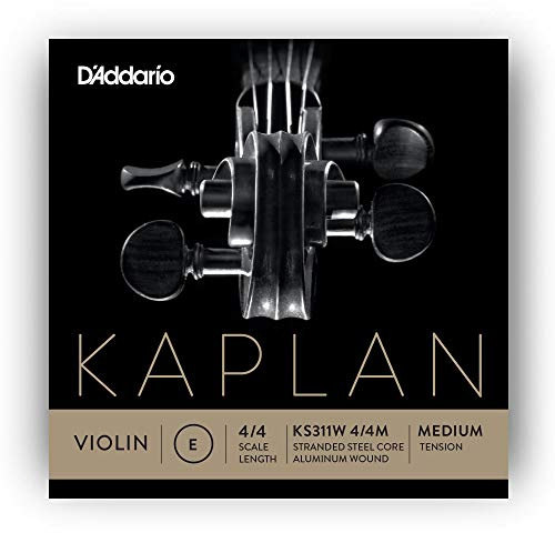 D'Addario Kaplan violinsträng – KS311W 4/4M icke-visslande aluminiumsår enkel E-sträng, 4/4 skala, medelspänning