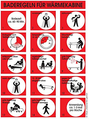 eliga Baderegeltafel für Infrarotkabine