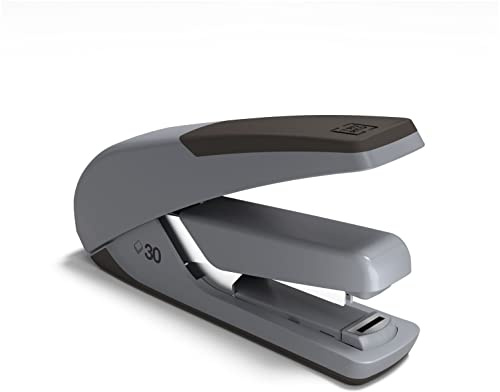 Staples TRU RED One-Touch DX-4 Desk Stapler, Non-Slip, Low-Staple Side Indicator, Rubber Finished Grip, 30-Sheet Capacity, Black/Gray