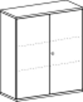 Büro-Flügeltürenschrank, BxTxH 1000x425x1152 mm, 3 OH, 2 Böden, Schloss, weiá
