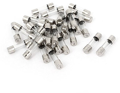 sourcing map AC 250V 6.3A Lente Fusion Actif Type Verre Tube Fusibles 5mm x 20mm 30 pièces