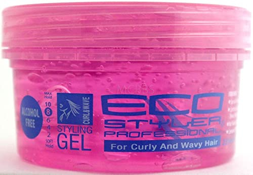 Eco Professional Curl & Wave Styling Gel Tenuta Salda Tutti i Tipi di Capelli 8 Oz Rosa