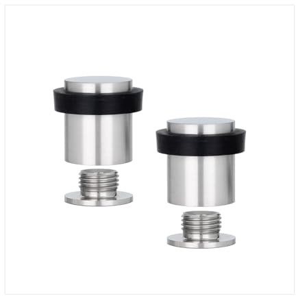 EVI Herrajes | Pack of 2 Stainless Steel Door Stops | Ø20x25mm | Floor Mounted | Silicone Protection | Includes Screw + Fastening Plug | Model I-181-CB