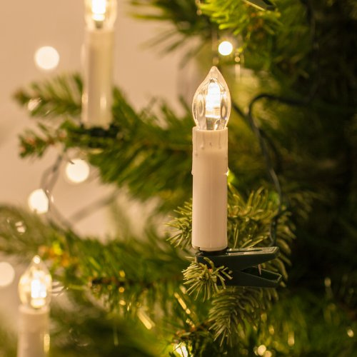 2x 50er LED Weihnachtsbaum Lichterkette Kerzenlichterkette creme Innen