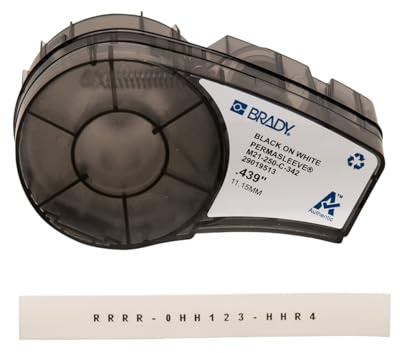 Brady PermaSleeve Thermoschrumpf-Polyolefin-Etikettenband für Drucker M210 & M211 – Elektrische Beschriftung, Kabel- und Drahtkennzeichnung – Schwarz auf Weiß (11.15 mm x 2.10 m) – M21-250-C-342