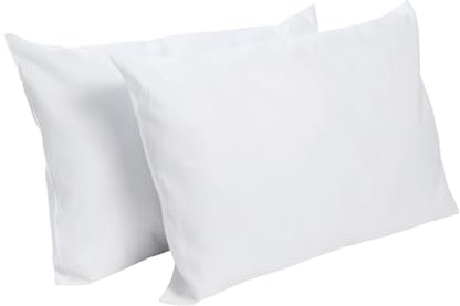 Bleu Calin Lot de 2 Oreillers Confort Ferme 'Alaska', Superbe Gonflant, 50x70 cm, Enveloppe 100% Coton Percale, Blanc, 50x70cm Forme rectangulaire