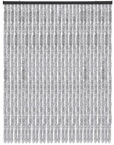 Arsvita Flauschvorhang Türvorhang (120x220 cm) in Meliert Hellgrau-Weiß als Insektenschutz für Balkon, Terrasse oder Wohnmobil, Wohnwagen, Pavillon