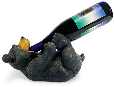 Rivers Edge Products 750ml Wine Bottle Holder - Hand-Painted Poly Resin Animal Kitchen Decor - Unique, Rustic Home Decor for Countertop and Bar - Wine Accessories for Wine Lovers
