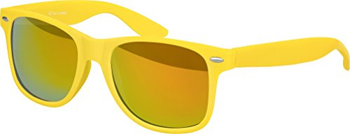 Balinco Solglasögon UV400 CAT 3 CE Gummi - med fjädergångjärn för män & kvinnor (gul - röd/orange speglad)